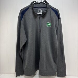 Campus Drive Notre Dame Mens Gray Quarter Zip Sweater Size XL College Sports